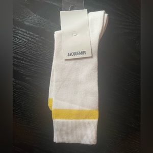 Jaquemus yellow stripes white socks